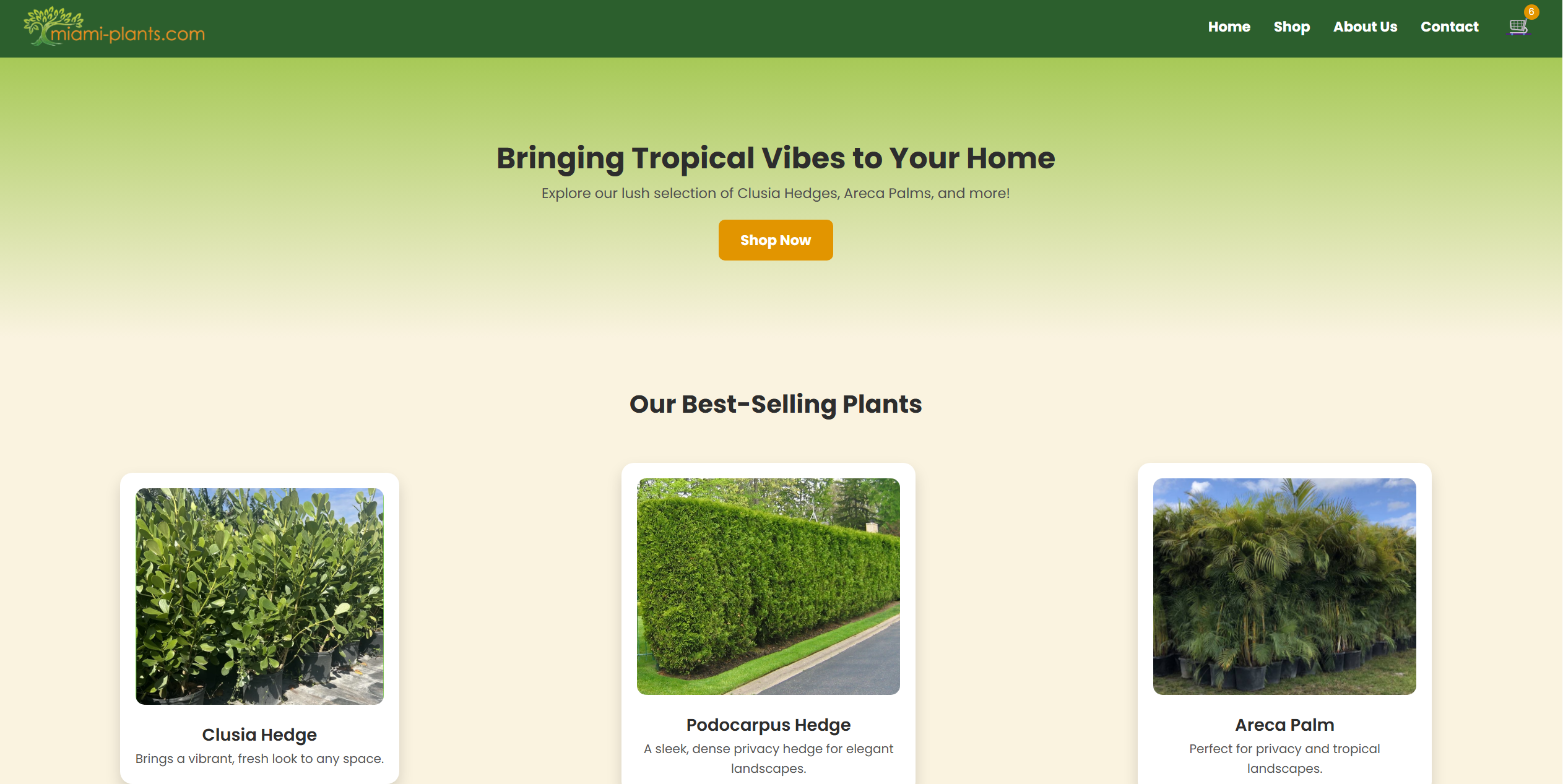 Miami Plants Website Homepage Redesign