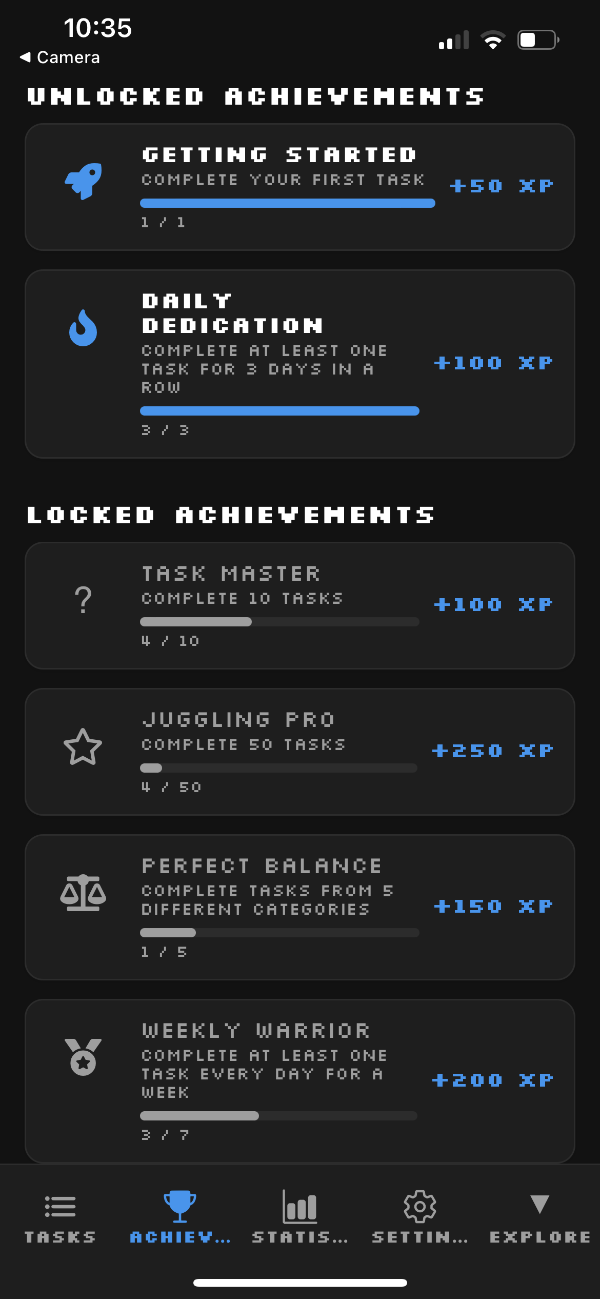 Task Juggler Achievement Detail